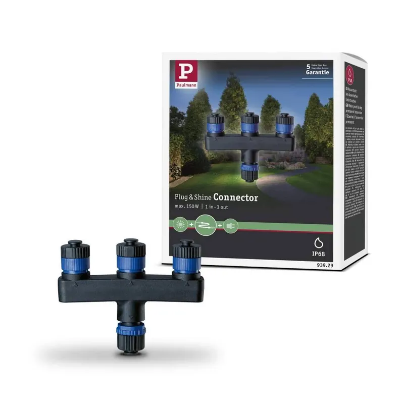 Neu Paulmann Plug & Shine Verteiler 3 Ausgänge IP68 Schwarz