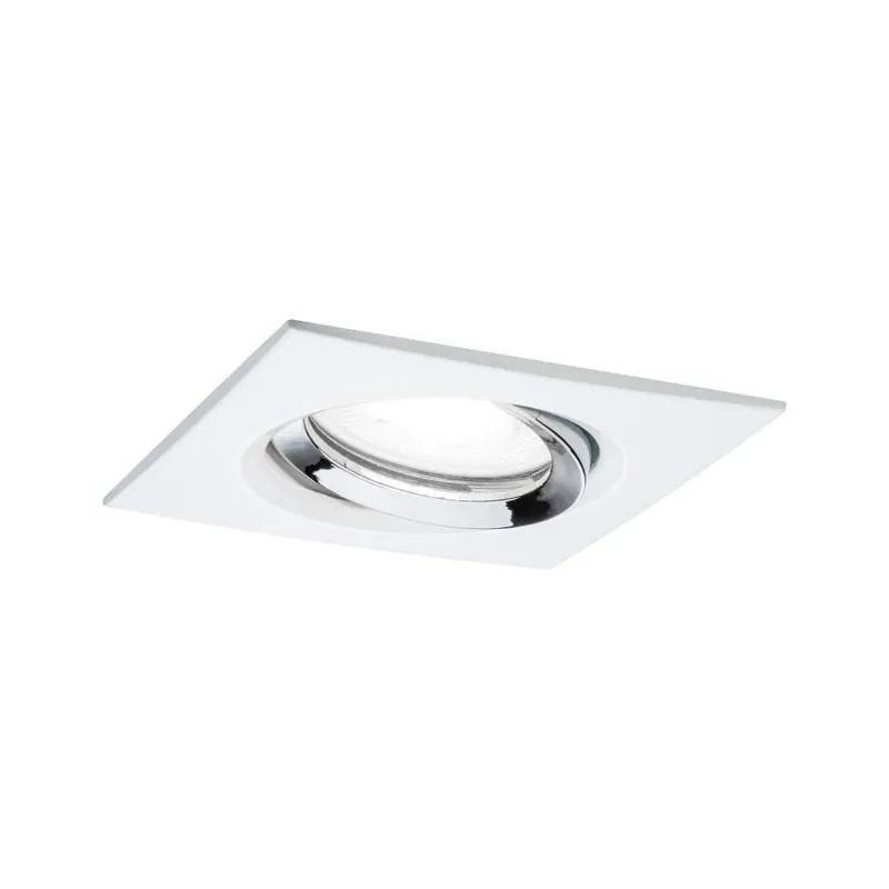 Preisknaller Paulmann LED Einbauleuchte Nova Plus schwenkbar IP65 eckig 93x93mm GU10 6W 470lm 230V dimmbar 4000K Weiß matt/Chrom