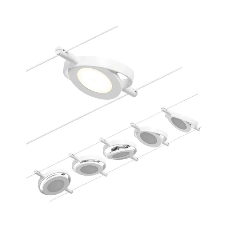 Abverkauf Paulmann LED Seilsystem RoundMac Basisset 5x280lm 5x4,5W 3000K 230/12V Weiß/Chrom