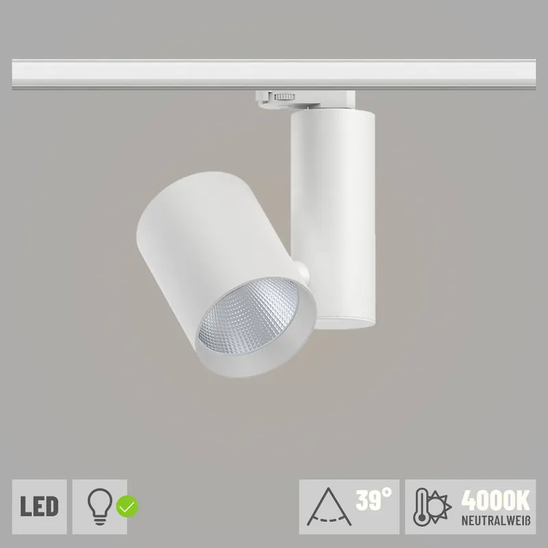 Paulmann ProRail3 LED Schienenstrahler Zeuz weiß 33W 39° 4.000K neutralweiß dimmbar (LED fest verbaut) Neue Kollektion