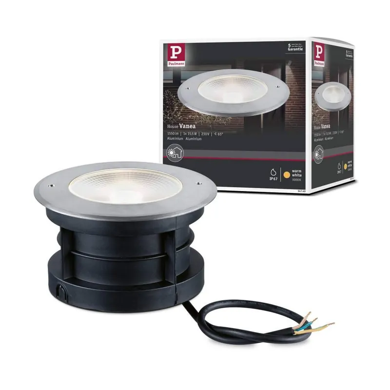 Wochenendangebot Paulmann LED Bodeneinbauleuchte Vanea seewasserresistent IP67 rund 160mm 3000K 15,5W 800lm 230V Alu Aluminium