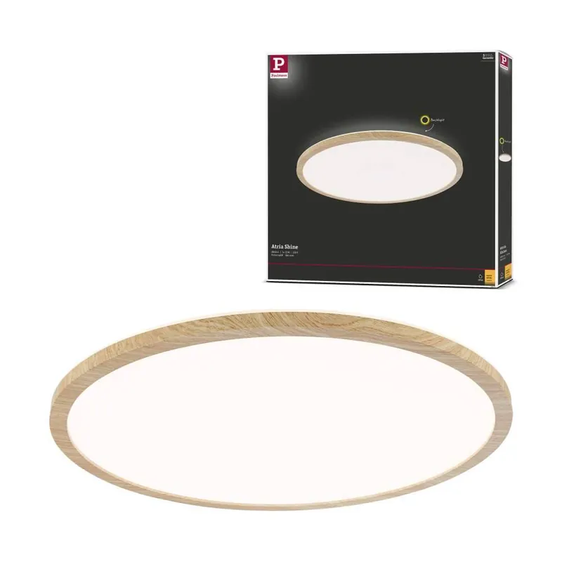 Heißes Angebot Paulmann LED Panel Atria Shine Backlight IP44 rund 420mm 22W 2300lm 3000K Holzoptik