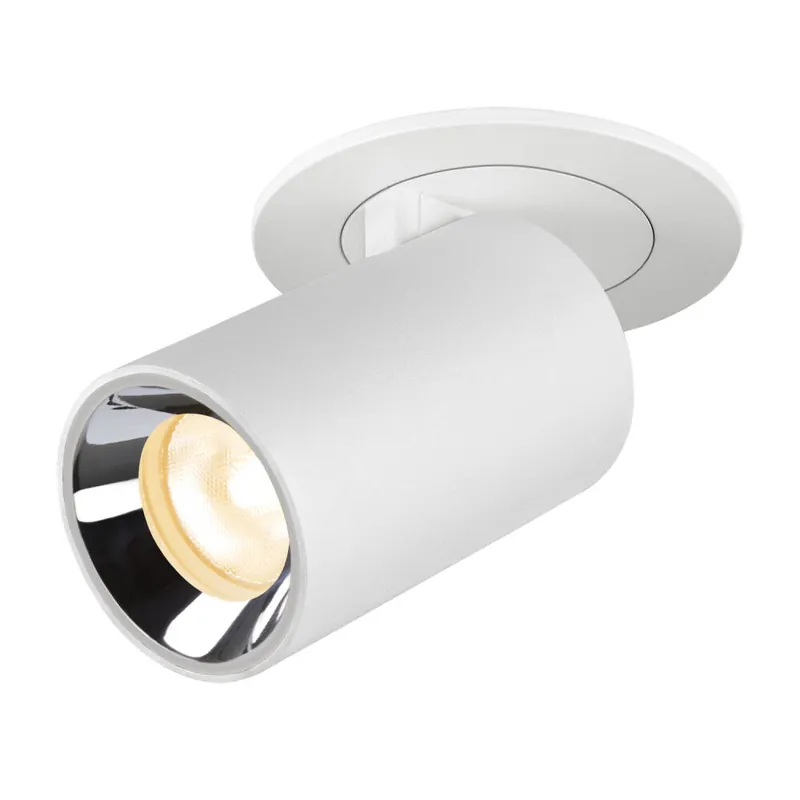 SLV NUMINOS® PROJECTOR XS, Deckeneinbauleuchte, 3000 K, 55°, zylindrisch, weiß / chrom Mega-Angebot