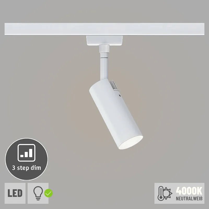 Bestpreis Paulmann URail LED Schienenspot Tubo mit 3-Step-Dim 4W 170lm 4000K dimmbar 230V weiß (LED fest verbaut)