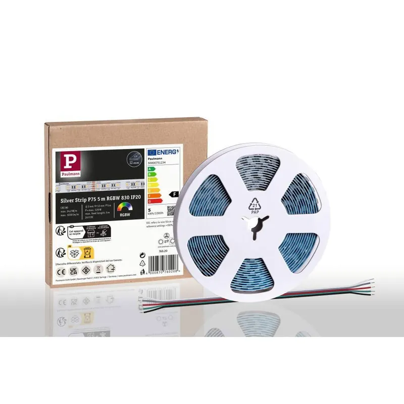 Sichere Zahlung Paulmann Pro LED Strip Silver P75 RGBW 830 5m 121W 700lm/m 84LEDs/m