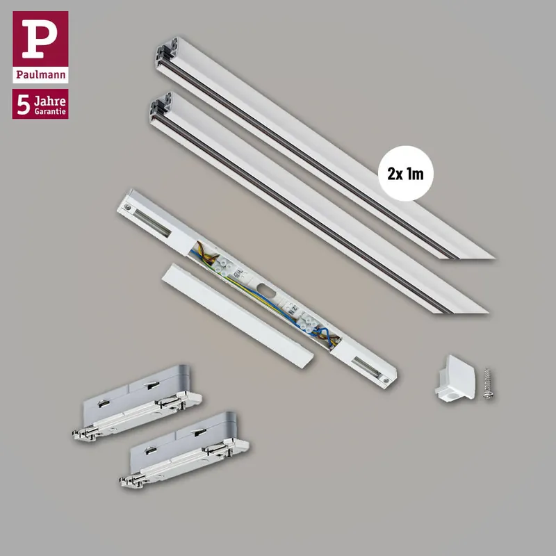 Paulmann URail Basissystem Weiß Bundle-Set + Mitteleinspeisung + 2x 1m Schiene Sichere Zahlung