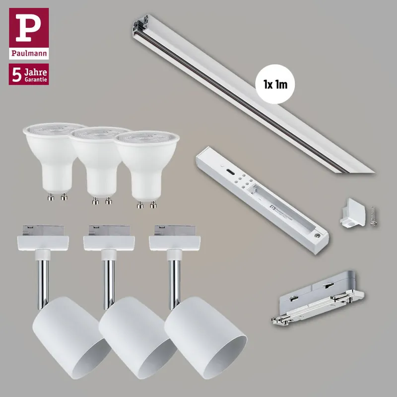 Paulmann URail LED Schienensystem Komplett-Set Cover Weiß + 3 Spots inkl. GU10 Leuchtmittel Bestpreis