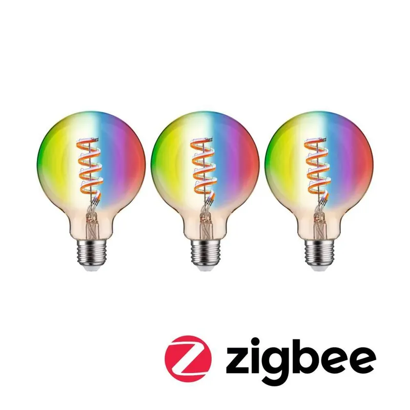 Preisknaller Paulmann Filament 230V Smart Home Zigbee 3.0 LED Globe G95 E27 3x470lm 3x6,3W RGBW+ dimmbar Gold