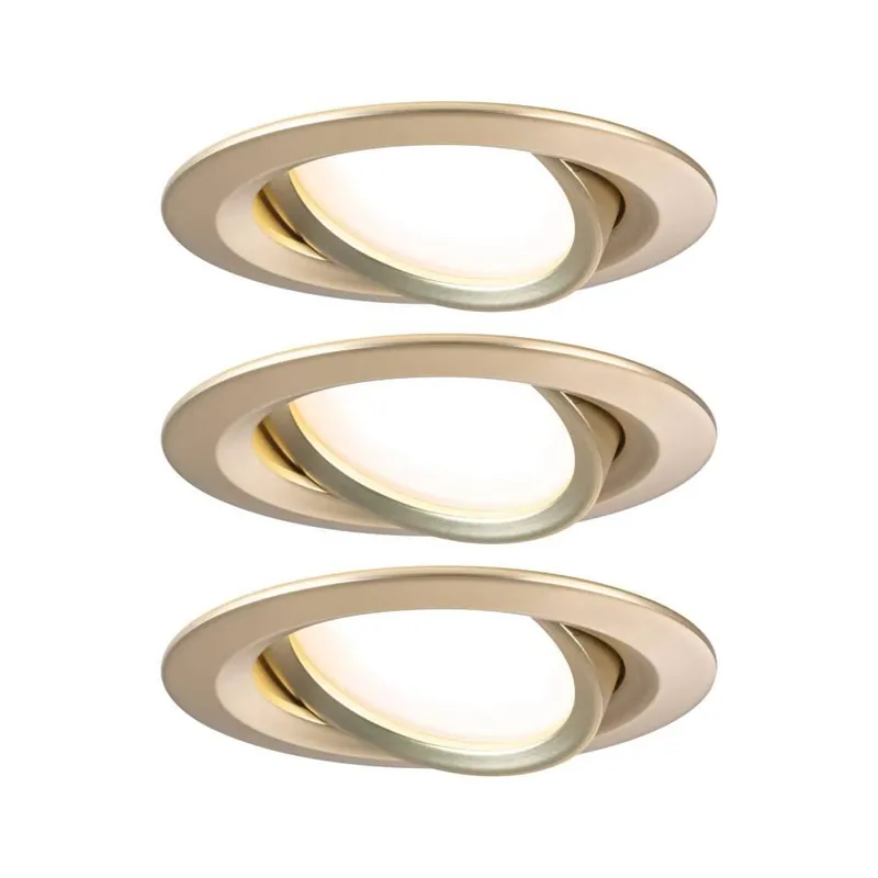 Neu Im Sortiment Paulmann LED Einbauleuchte 3-Step-Dim Nova Coin Basisset schwenkbar rund 84mm 50° Coin 3x6W 3x470lm 230V dimmbar 2700K Gold matt