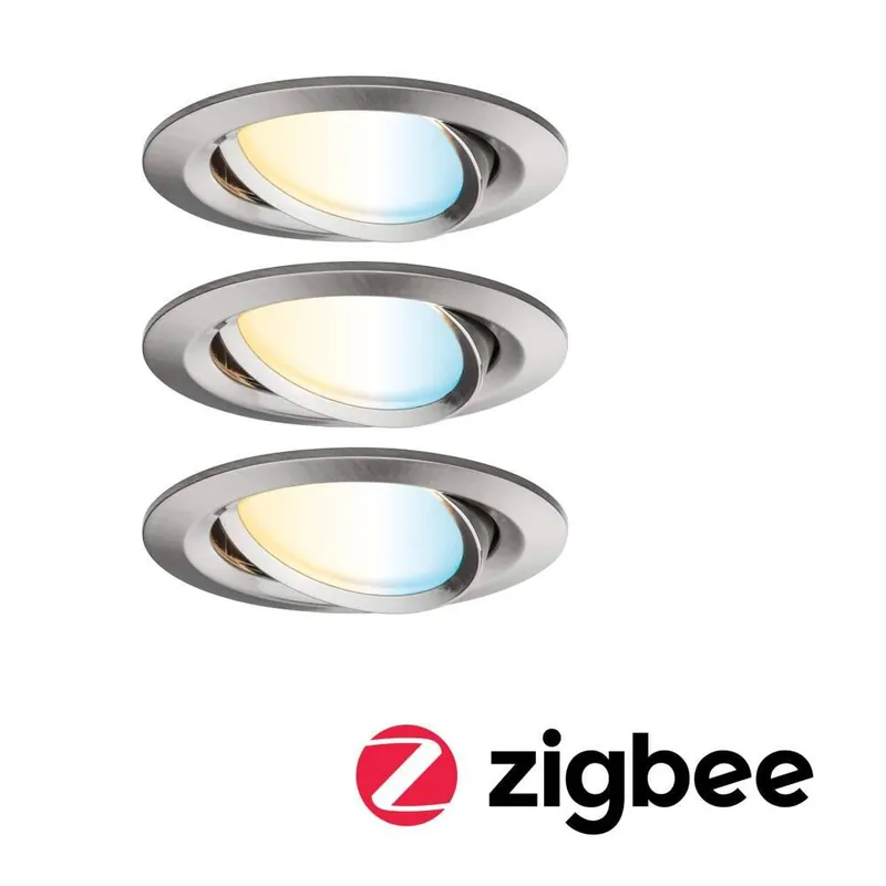 Preisreduziert Paulmann LED Einbauleuchte Nova Coin rund 84mm 50° Tunable White 3x6W 3x530lm 230V Eisen gebürstet Aluminium