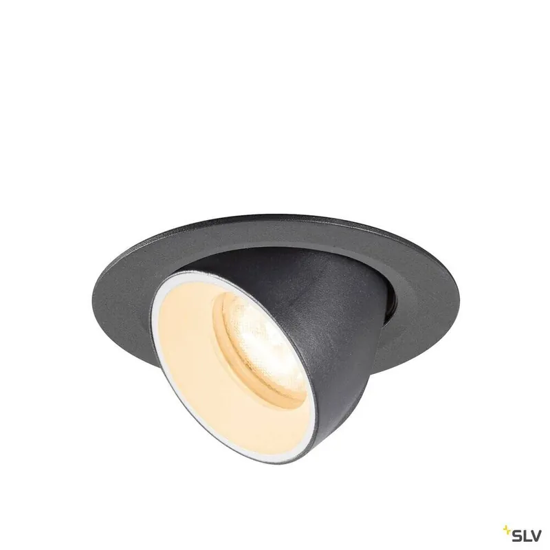 SLV NUMINOS® GIMBLE XS, Deckeneinbauleuchte, 2700 K, 55°, IP20, rund, schwarz / weiß Must-Have