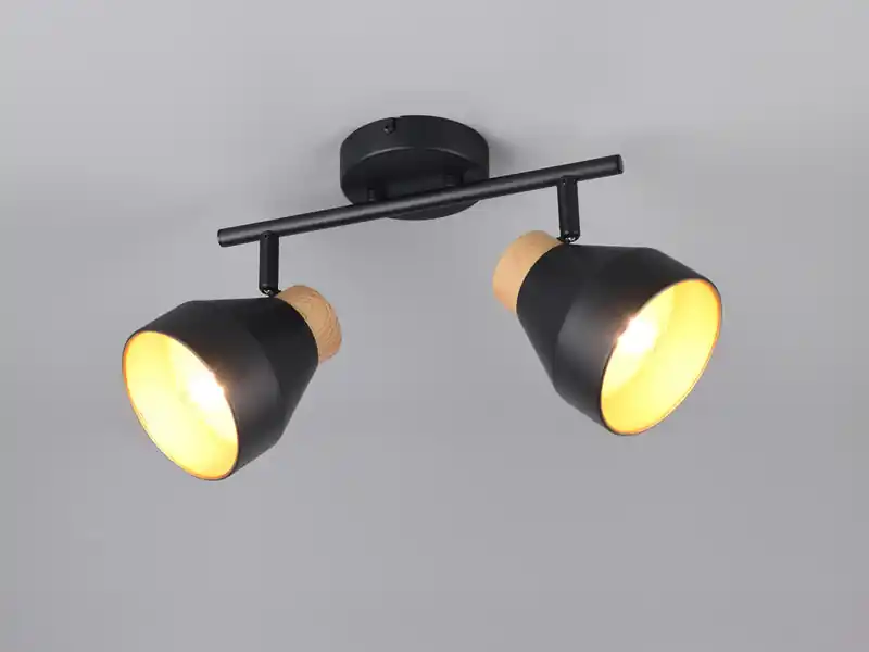 Sichere Zahlung RL LIVE YOUR LIGHT Deckenstrahler VALENTIN 2-flammig aus Metall Schwarz innen Gold, Breite 32cm