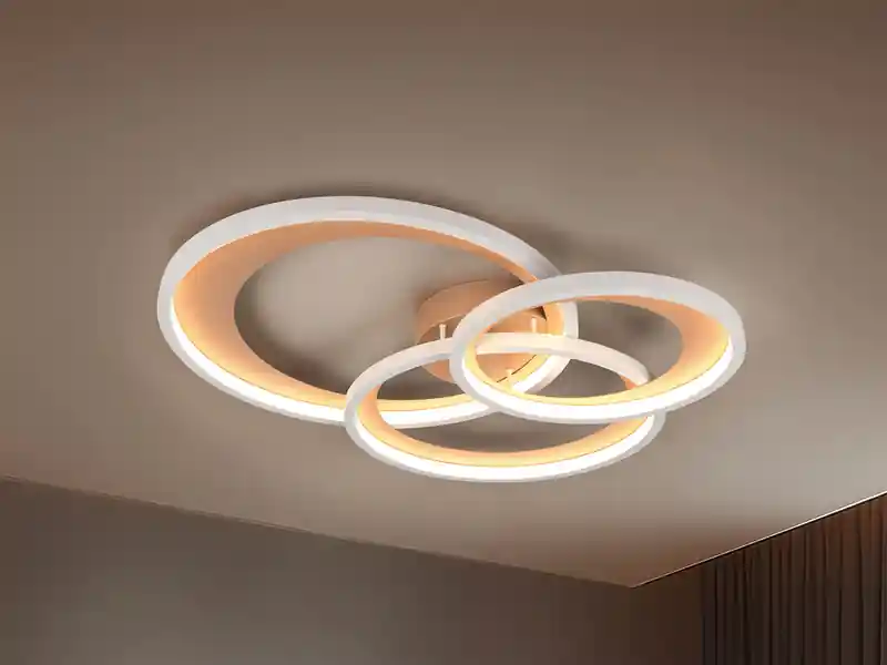 Trio Leuchten Große LED Deckenleuchte GRANADA 3 Ringe Grau Coffee, dimmbar, Breite 71,5cm Sonderangebot