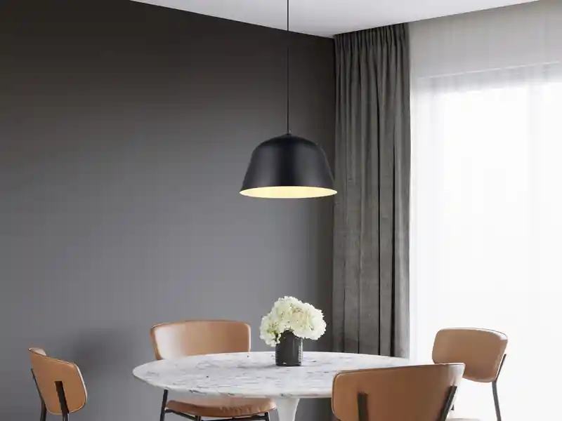 Ausverkauf RL LIVE YOUR LIGHT Pendelleuchte TOVA 1-flammig aus Metall höhenverstellbar in Schwarz, Ø 30cm