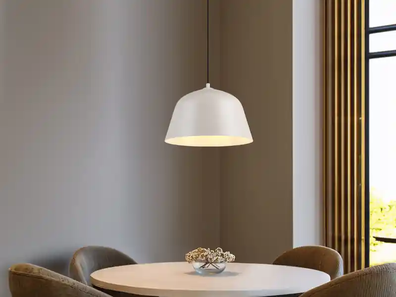 Neu Im Sortiment meineWunschleuchte LED Pendelleuchte 1-flammig aus Metall höhenverstellbar in Hellgrau, Ø 30cm
