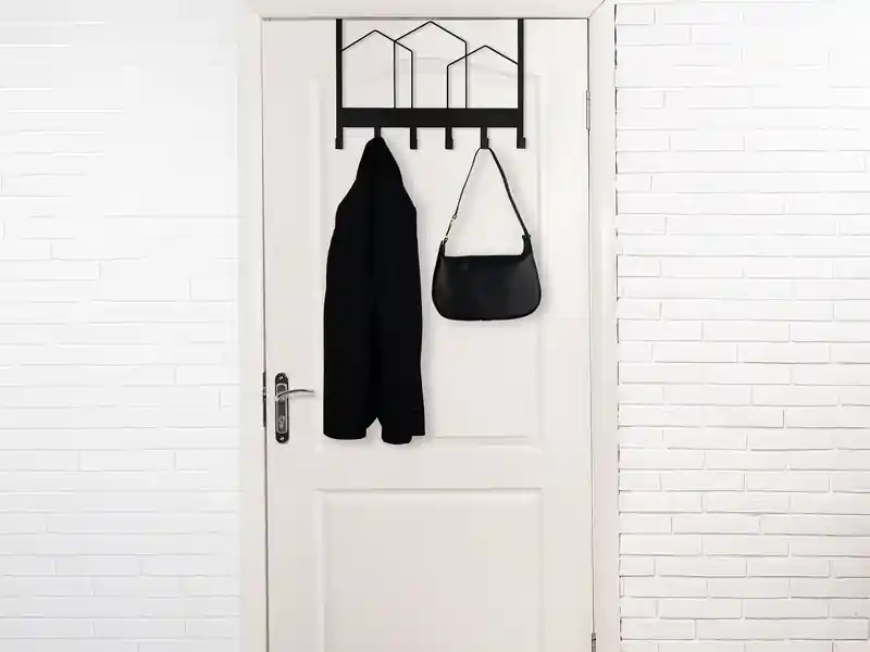 MIRRORS AND MORE Ausgefallene Türgarderobe LOTTI aus Metall in Schwarz, Breite 48cm Begrenztes Angebot