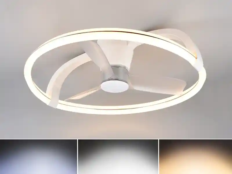 RL LIVE YOUR LIGHT Große LED Deckenleuchte STOCKHOLM mit Ventilator & Fernbedienung Weiß, Ø 73,5cm Geprüft