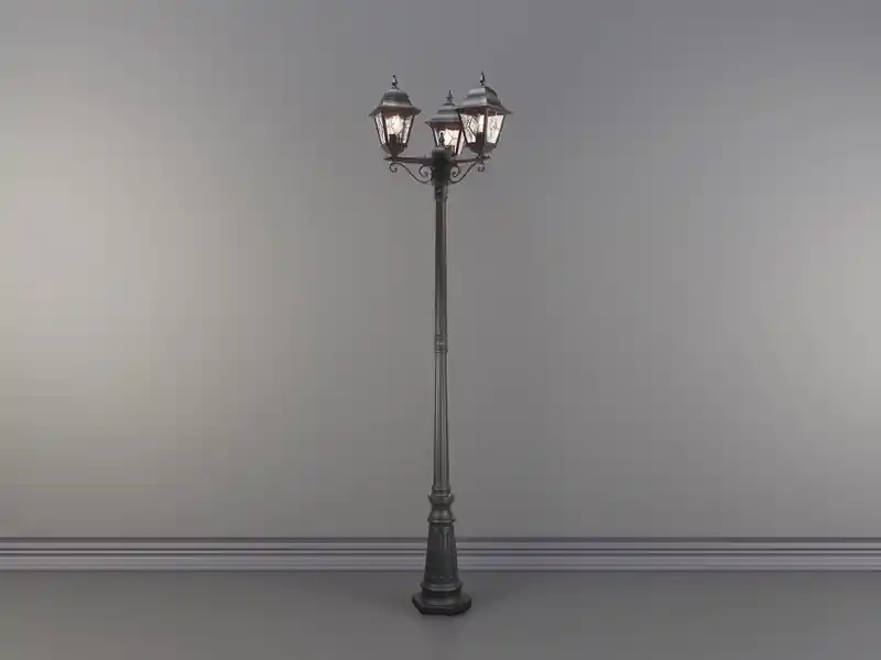 Wochenendangebot meineWunschleuchte Landhausstil LED Straßenlaterne 3-flammig mit Bleiglas, Höhe 227cm