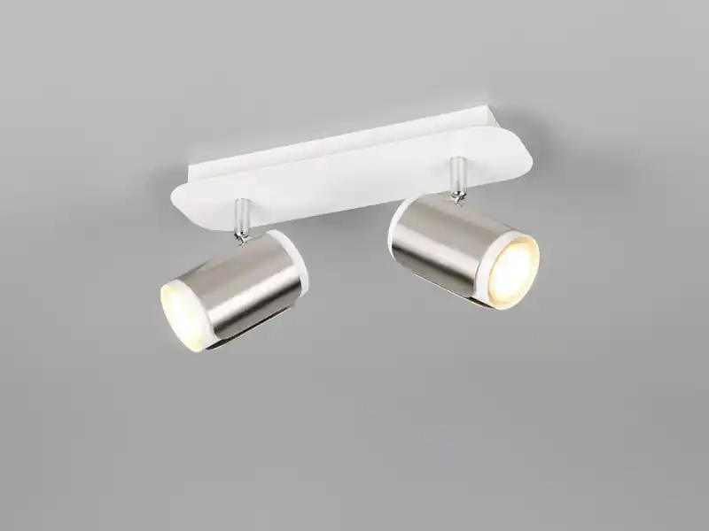 Trio Leuchten Deckenstrahler GILLAN 2-flammig Metall Weiß / Silber, Breite 30cm Sonderangebot