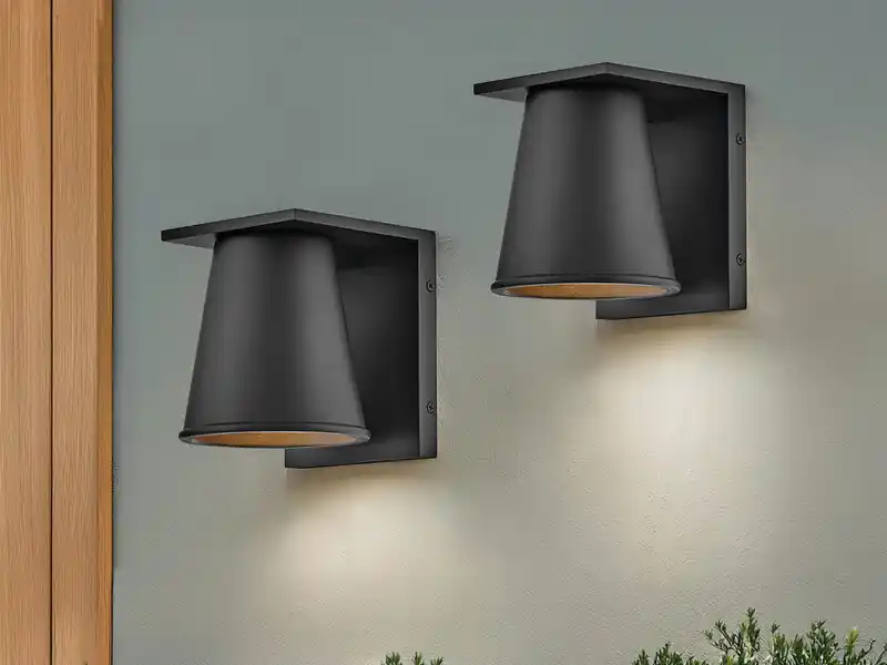 meineWunschleuchte 2er SET kleine LED Außenwandleuchten Schwarz, Salzluft resistent, Höhe 15,5cm Highlight