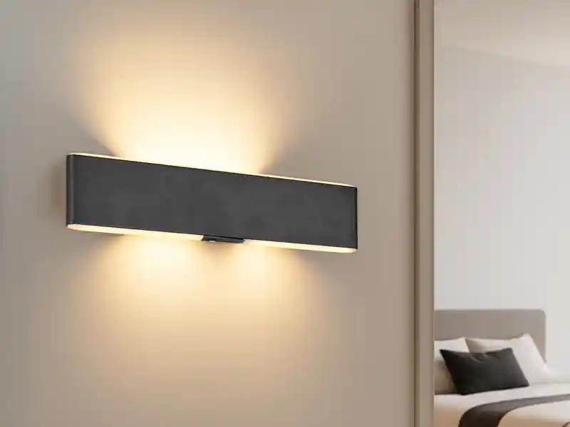 meineWunschleuchte LED Akku Wandleuchte mit Fernbedienung, per USB aufladbar, Schwarz Breite 32cm Direktkauf