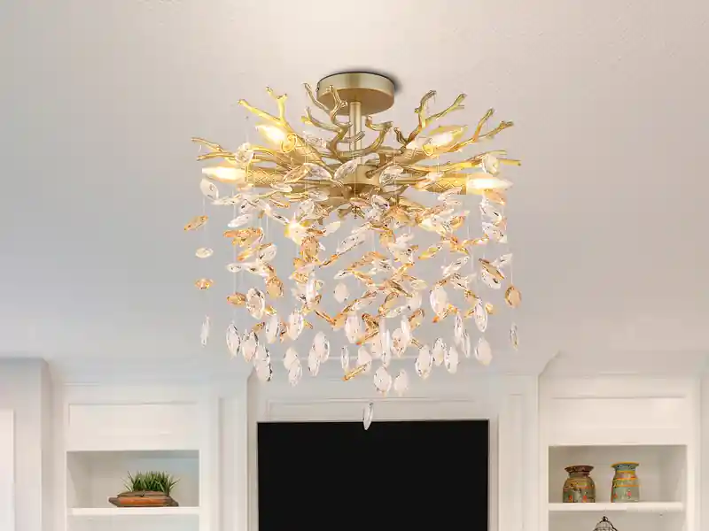 Globo Deckenleuchte QUEENA Gold 6-flammig Glas Kristall 2-farbig Ø 50cm Ausverkauf