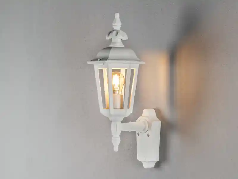 Konstsmide Außenwandleuchte PALLAS Laterne stehend, Alu Weiß, Höhe 48cm Neu