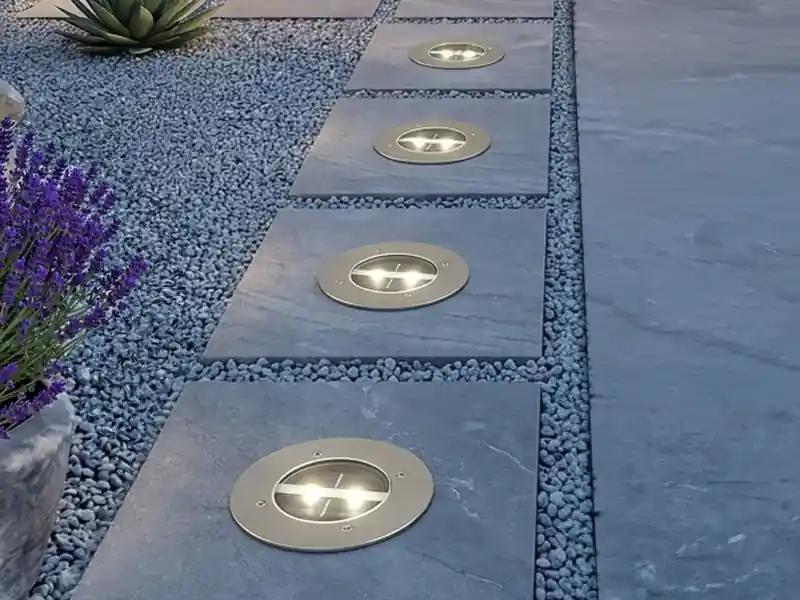 Must-Have Ranex Solar LED Bodeneinbaustrahler 4er SET für Außen, Edelstahl rund Ø14cm IP67