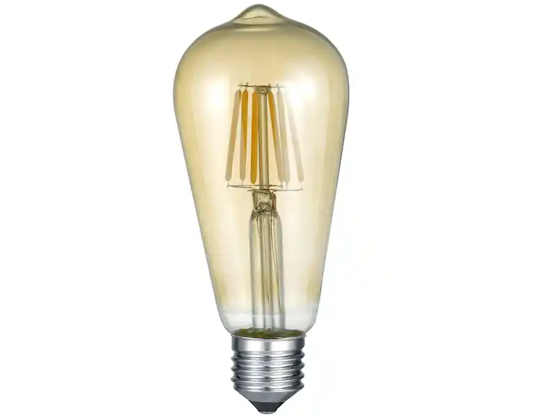 Letzte Chance Trio Leuchten E27 Filament LED - 6 Watt, 600 Lumen, warmweiß, Ø6,4cm - nicht dimmbar, amber