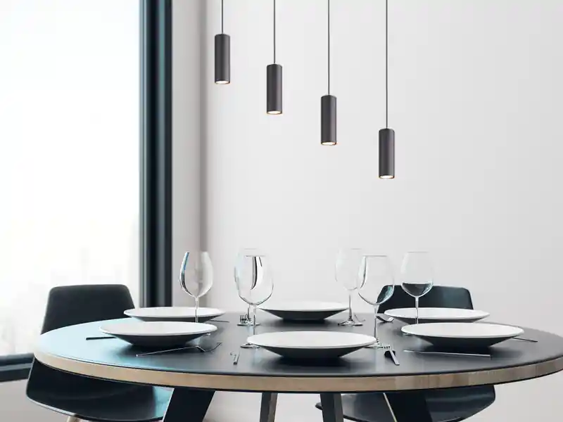 Trio Leuchten Pendelleuchte MARLEY 4-flammig Metall Schwarz, Breite 75cm Zertifiziert