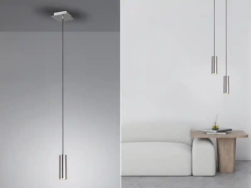 Versand Am Gleichen Tag meineWunschleuchte LED Pendelleuchte 1-flammig Metall in Silber, Ø 12cm