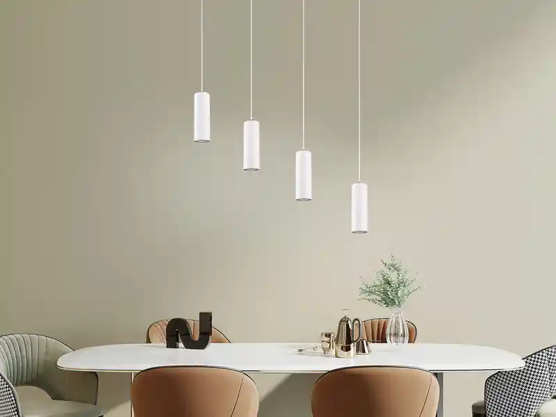 meineWunschleuchte LED Pendelleuchte 4-flammig Metall Weiß, Breite 75cm Markenprodukt