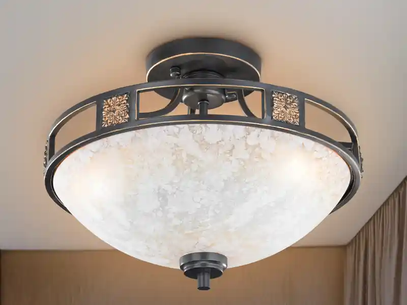 Highlight meineWunschleuchte Rustikale LED Deckenleuchte Rostoptik mit Glasschirm Alabasterfarben Ø 42cm