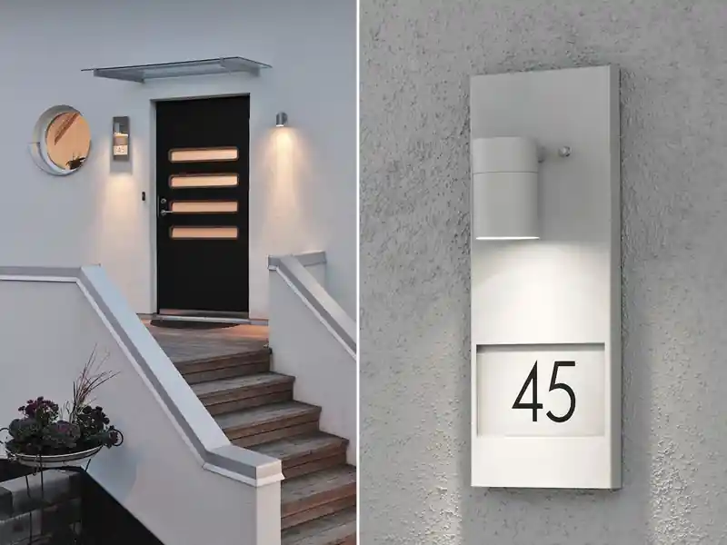 Neu Konstsmide Große LED Außenwandleuchte / Hausnummernleuchte Downlight, Grau
