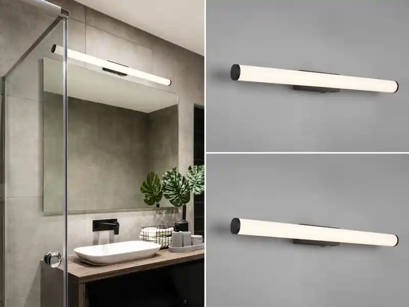 meineWunschleuchte LED Bad Wandleuchten 2er Set mit Schalter Schwarz - Spiegelleuchten, Breite 80cm Billig