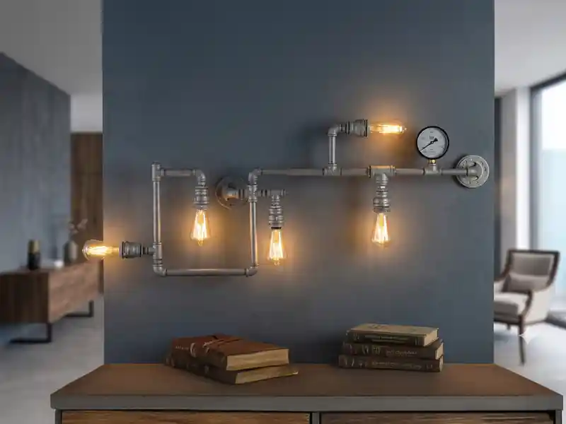 Knallerangebot meineWunschleuchte LED Wandleuchte 5-flammig in Wasserrohr Optik, Grau antik, Breite 109cm