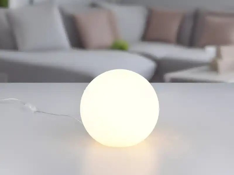 Schneller Versand meineWunschleuchte Kleine LED Kugel Tischleuchte aus Opalglas Weiß, Höhe 18cm