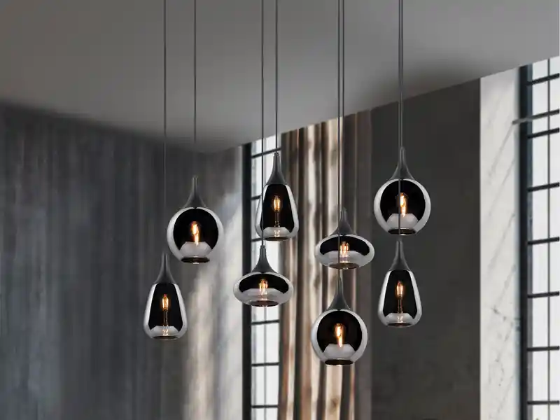 Trio Leuchten Pendelleuchte LUMINA 8 flammig Glas Chrom verspiegelt & Rauchglas Optik, B:121cm Must-Have