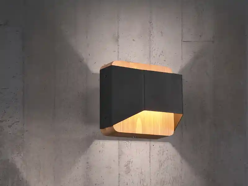 Direkt Vom Hersteller Trio Leuchten LED Holz Wandlampe ARINO Up and Down mit Stufen Dimmer Schwarz, Höhe 12cm