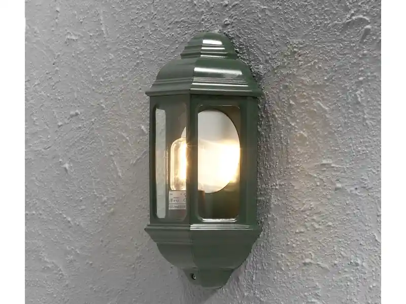 Top-Seller Konstsmide Außen LED Wandlaterne, Halbschale im Landhausstil, Grün, Höhe 36cm