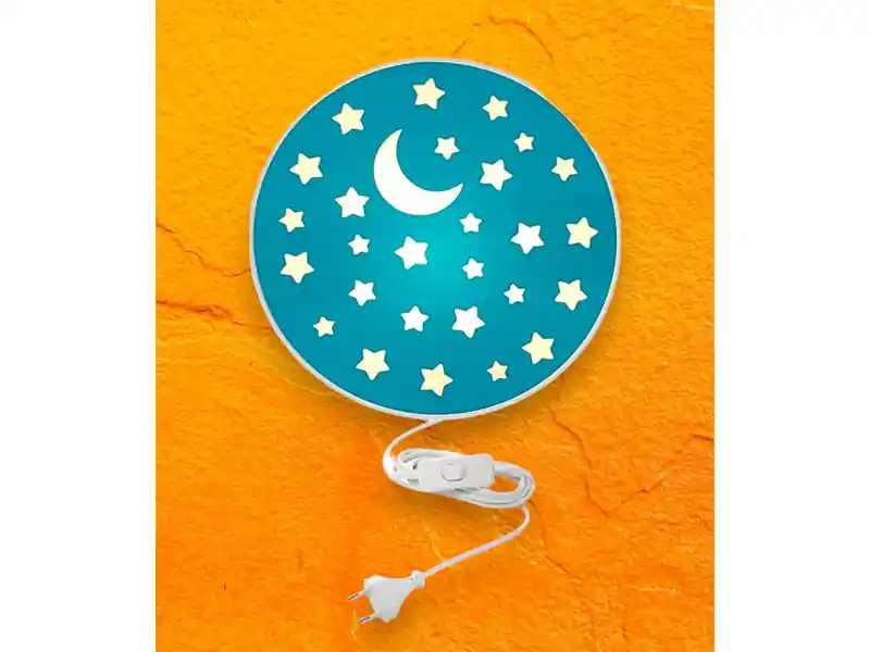 Niermann Kinderzimmer Wandlampe Mond & Sterne Blau, Schalter & Stecker Ø 25cm Beliebt