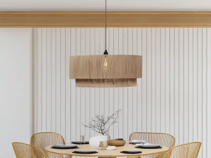 Mega-Angebot Trio Leuchten Große Pendelleuchte SMILLA 1-flammig aus Jute Natur im Boho Stil, Ø 60cm