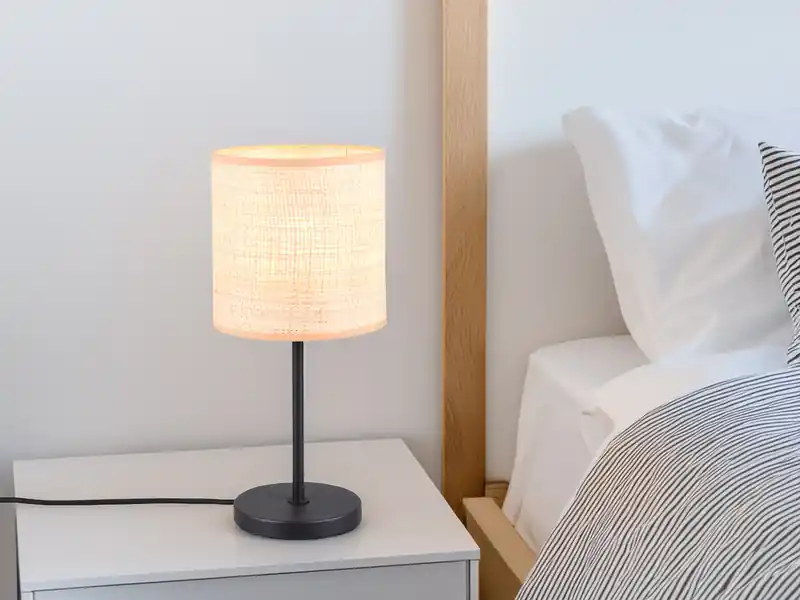 meineWunschleuchte LED Tischleuchte mit Lampenschirm aus geflochtenem Bast, Höhe 37cm Jetzt Bestellen