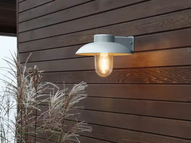 meineWunschleuchte LED Außenwandleuchte aus Aluminium Silbergrau & Klarglas, Höhe 21cm Jetzt Bestellen
