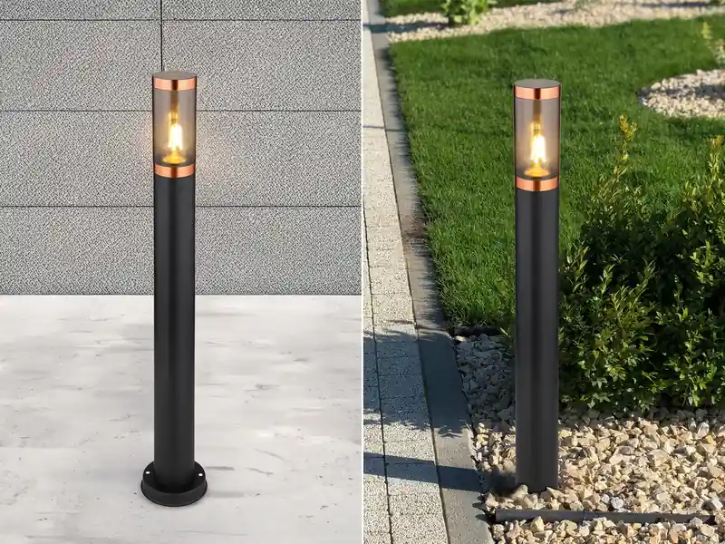 meineWunschleuchte LED Wegeleuchte aus Edelstahl in Schwarz & Kupfer, Höhe 80cm Top-Angebot