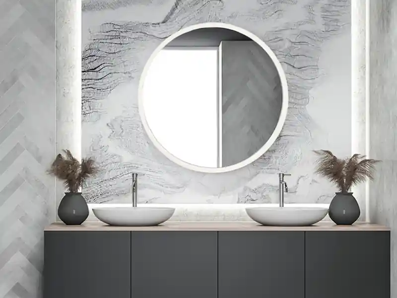 MIRRORS AND MORE LED Lichtspiegel Bad Wandspiegel AURA rund Ø 60cm Billig