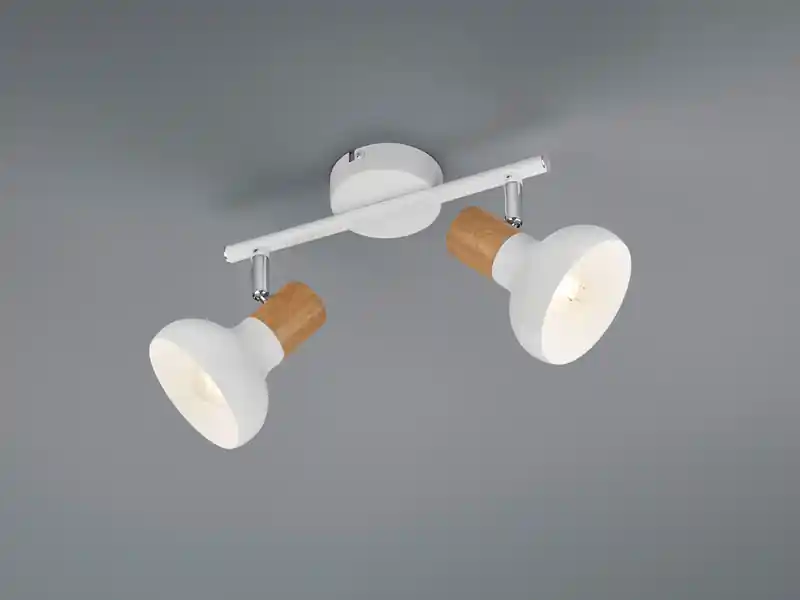 Garantierte Lieferung meineWunschleuchte LED Deckenstrahler aus Metall in Weiß & Holzoptik, Breite 30cm