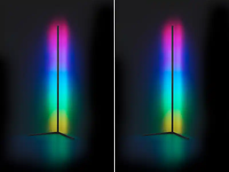 meineWunschleuchte 2er Set LED Stehleuchten mit Fernbedienung, RGB & Sound Control - H 141cm Günstig