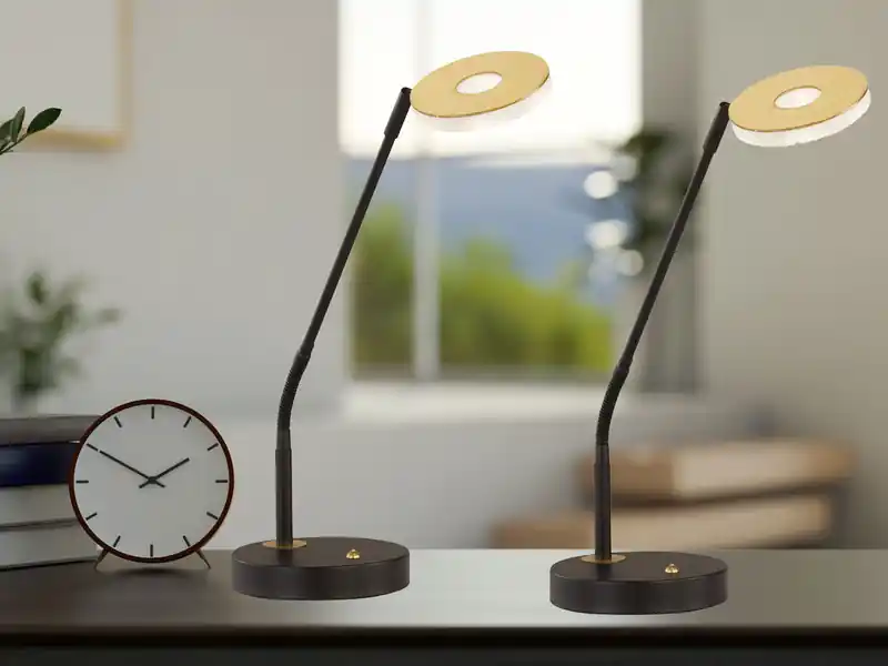 Jetzt Kaufen meineWunschleuchte 2er SET LED Schreibtischlampen Schwarz / Gold mit Dimmer, Höhe 60cm
