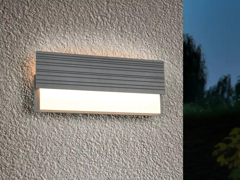 Echt Trio Leuchten Flache LED Außenwandleuchte MARIZA aus Aluminium in Anthrazit, Breite 40cm